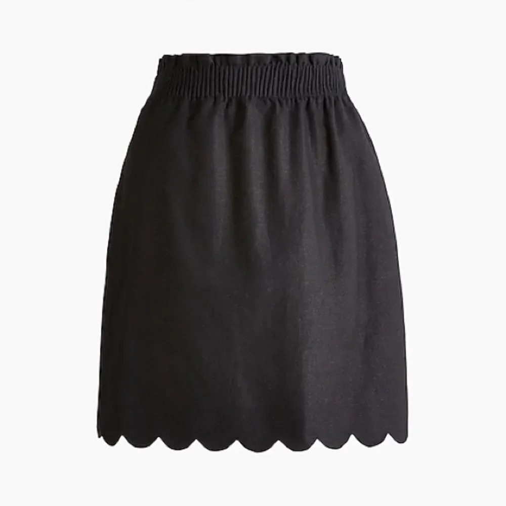Scalloped linen-cotton skirt 
